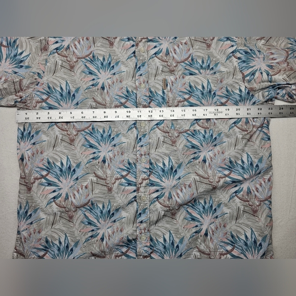 Ariat‎ Men's Modern Fit Floral Shirt - Blue and Gray - Picture 9 of 10